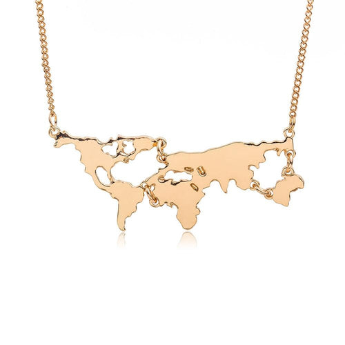 Flat World Map Necklace (Pack of 10)