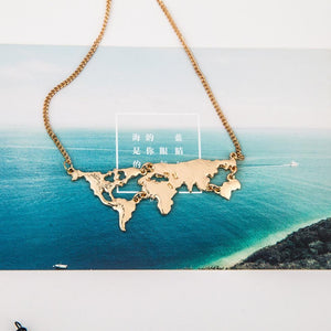 Flat World Map Necklace (Pack of 10)