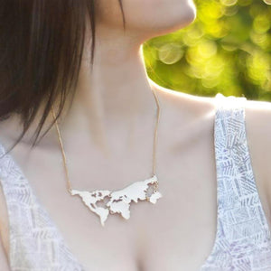 Flat World Map Necklace (Pack of 10)