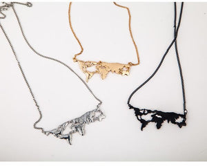 Flat World Map Necklace (Pack of 10)