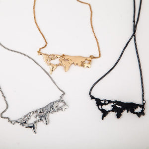 Flat World Map Necklace (Pack of 10)
