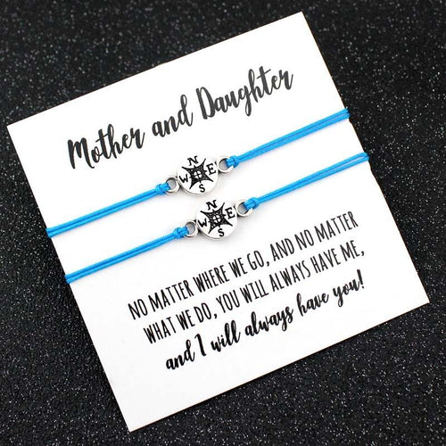 Set of 2 Mother Daughters Compass Bracelets