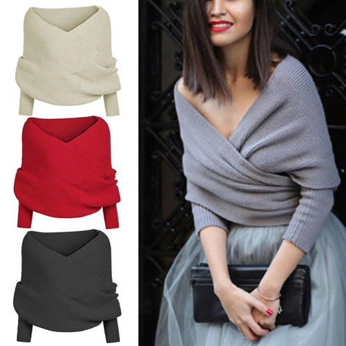Knitted Wrap Scarf With Sleeves