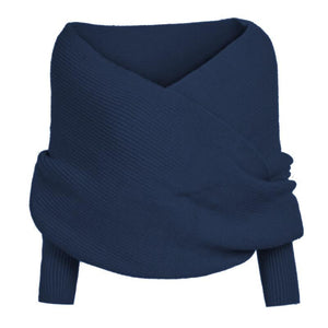 Knitted Wrap Scarf With Sleeves