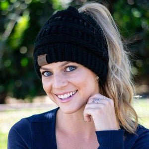 Soft Knit CC Ponytail Beanie
