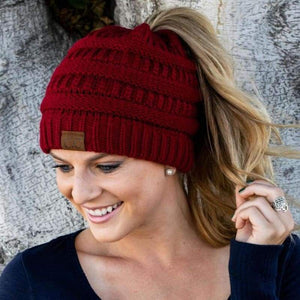 Soft Knit CC Ponytail Beanie