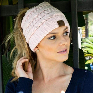 Soft Knit CC Ponytail Beanie