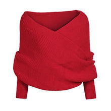 Load image into Gallery viewer, Knitted Wrap Scarf With Sleeves