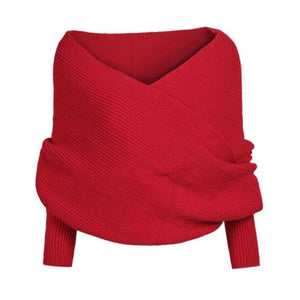 Knitted Wrap Scarf With Sleeves