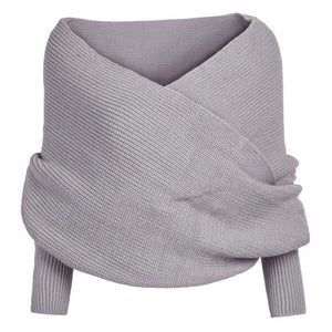 Knitted Wrap Scarf With Sleeves