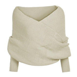 Knitted Wrap Scarf With Sleeves