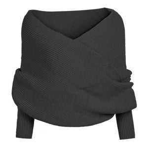 Knitted Wrap Scarf With Sleeves